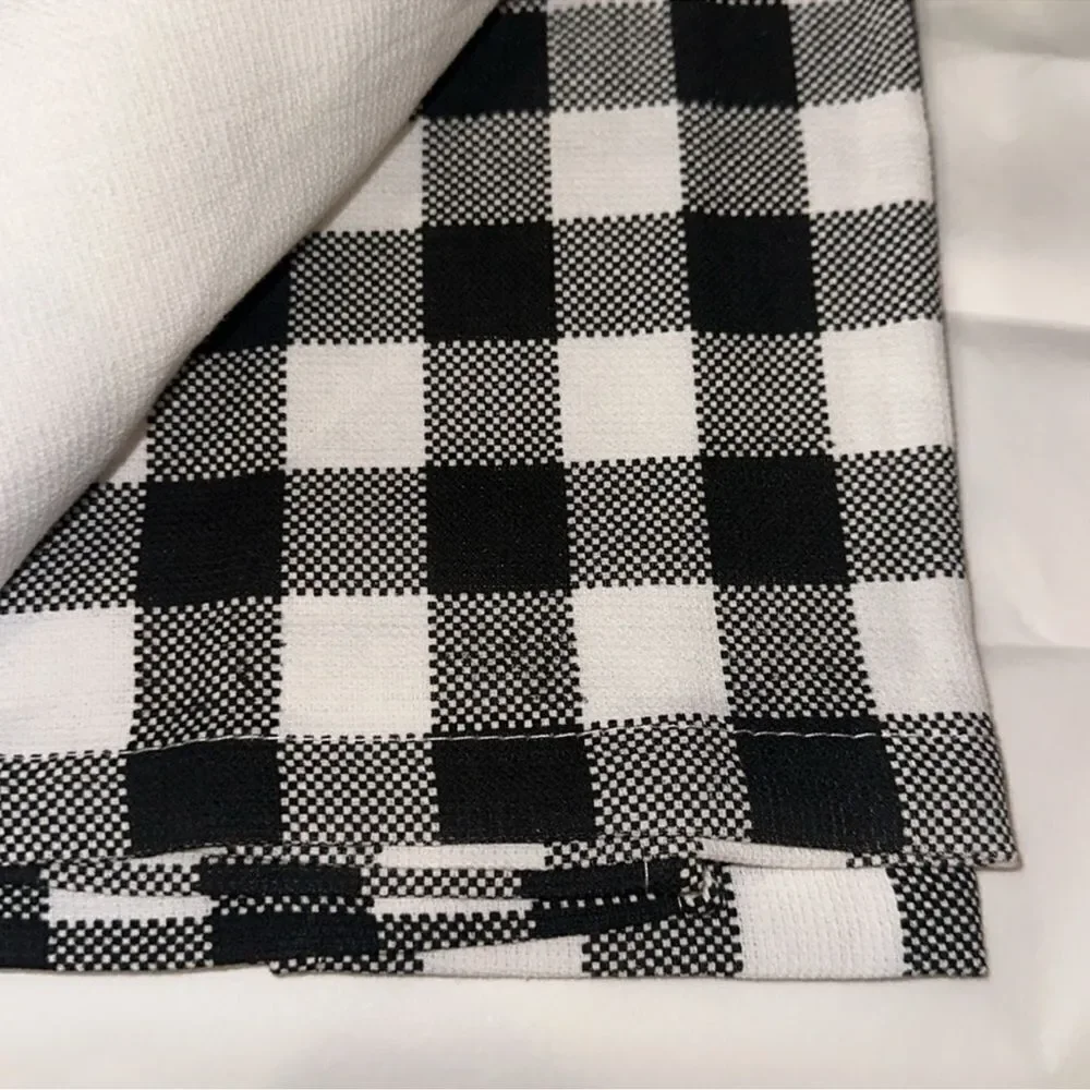 MRKT Autumn Harvest Black White Graphic Gingham Plaid Cotton Towel Gift Set